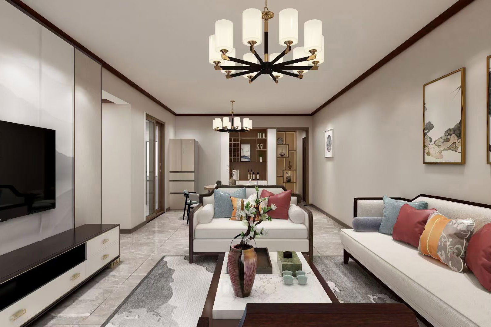 蟠龍小區(qū)148m&sup2;新中式風(fēng)格案例